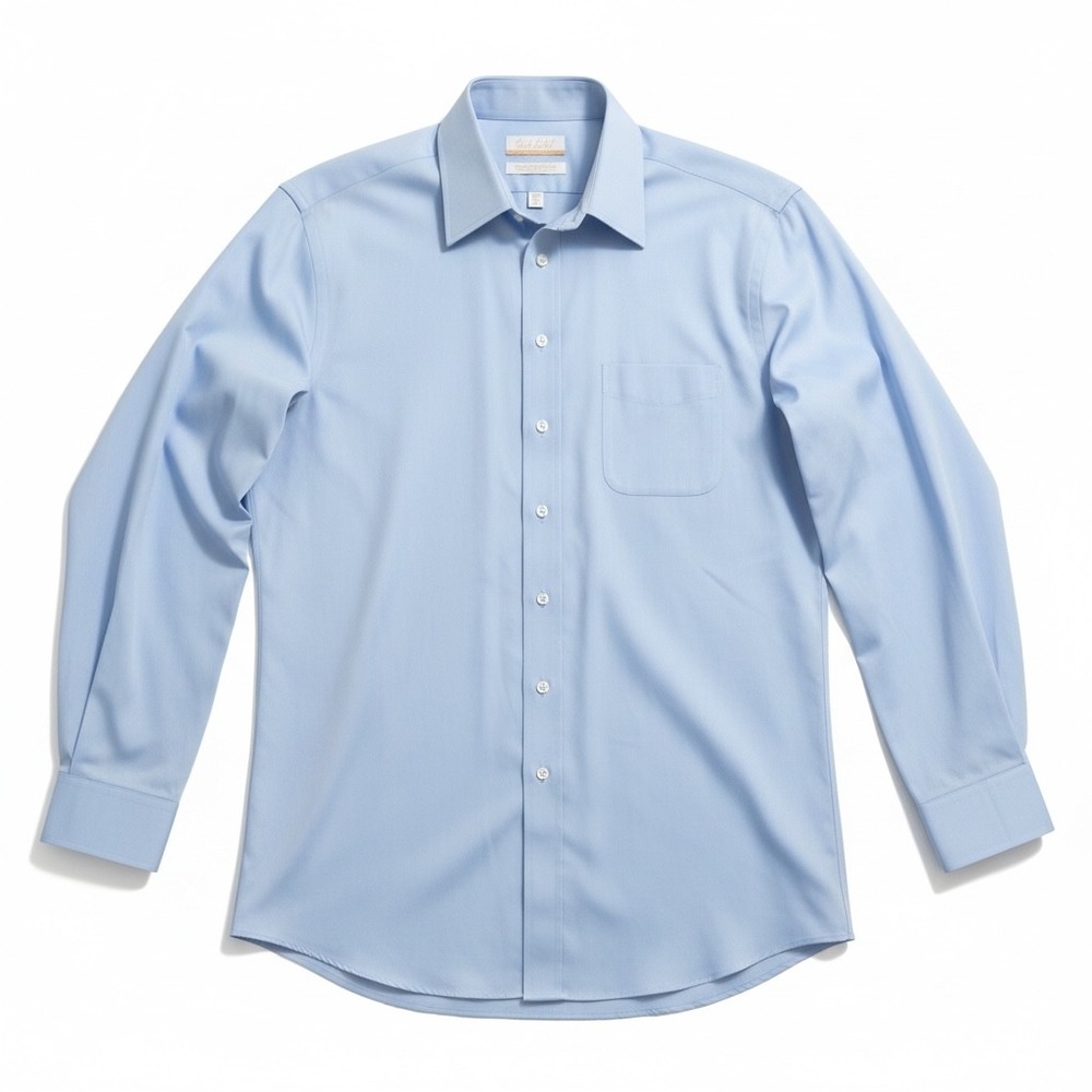Roundtree & Yorke Dress Shirt Mens 17.5 35 Blue Excellent Gold Label Non-Iron